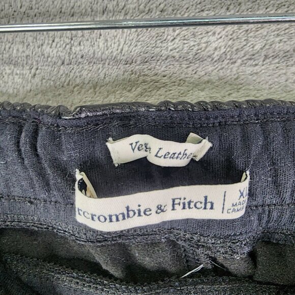 Womens Black Abercrombie & Fitch Vegan Leather Joggers Elastic Waist & Cuffs XL - Picture 5 of 12